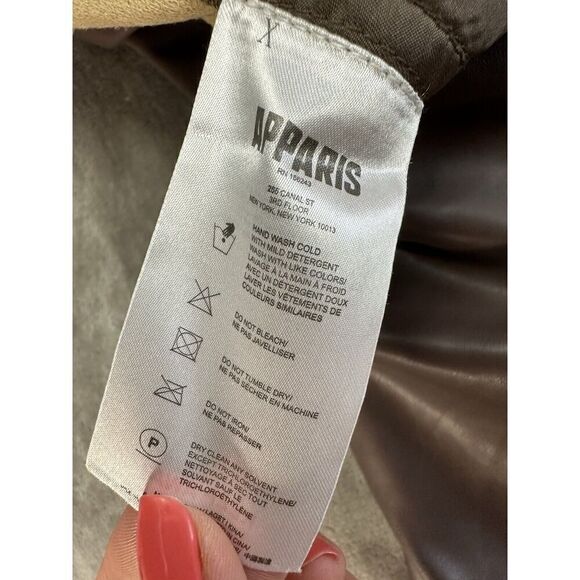 NWT APPARIS Vegan Leather Pants TREY Cocoa wide leg Large - Picture 14 of 14